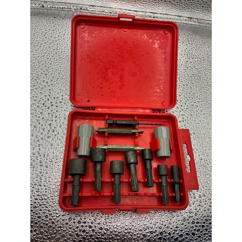 11 Piece Driver Bit and Nut Setter Set with Red Carrying Case